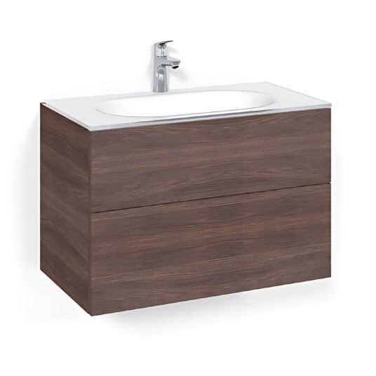 Macro Design Crown Plain/push-open Servantskap 2-skuff - med Glasservant Brun ask / 80cm Glass Edge Hvit Macro Design Crown Plain/push-open Servantskap 2-skuff - med Glasservant Brun ask / 80cm Glass Edge Hvit