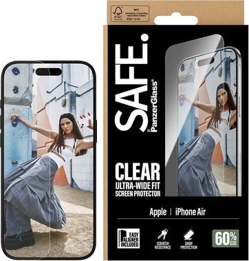 PanzerGlass SAFE Skjermbeskytter til iPhone Air med EasyAligner - Ultra-Wide Fit