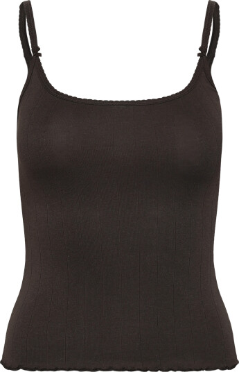 Monki Ribbed Strap Top Brown XXS