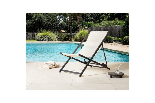 Sammenleggbar dekkstol Locri II - Beige, svart