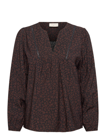 Free/Quent Blouse From Freequent In A Light Material With Allover Print. The Blouse Is Simp Brown S Free/Quent Blouse From Freequent In A Light Material With Allover Print. The Blouse Is Simp Brown S
