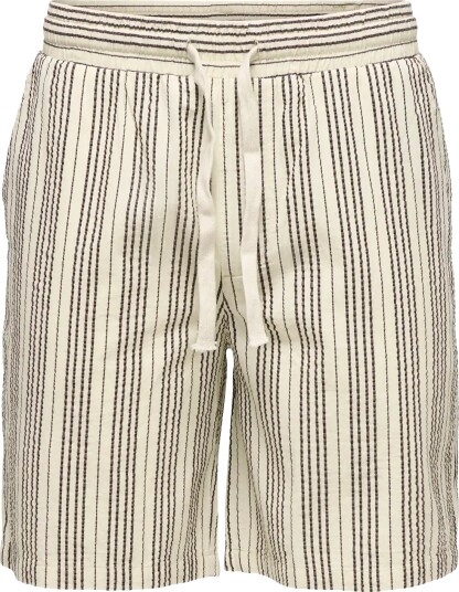 ONLY & SONS Onscruz Seersucker Jogger Shorts   Cream   XL