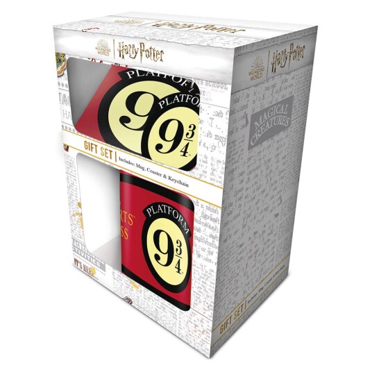 HARRY POTTER PLATFORM 9 3/4 GIFT SET MUG COASTER & KEYCHAIN HARRY POTTER PLATFORM 9 3/4 GIFT SET MUG COASTER & KEYCHAIN