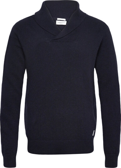 Lindbergh Lambswool L/S Shawl Collar Knit - Navy - S