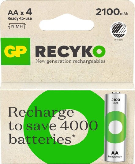 GP Recyko NiMH Batteri AA HR6 2100mAh 4-pk