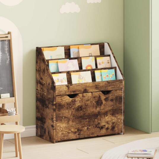 vidaXL Barneskrivebokhylle Røkt eik 60 x 29,5 x 69 cm Konstruert tre vidaXL Barneskrivebokhylle Røkt eik 60 x 29,5 x 69 cm Konstruert tre