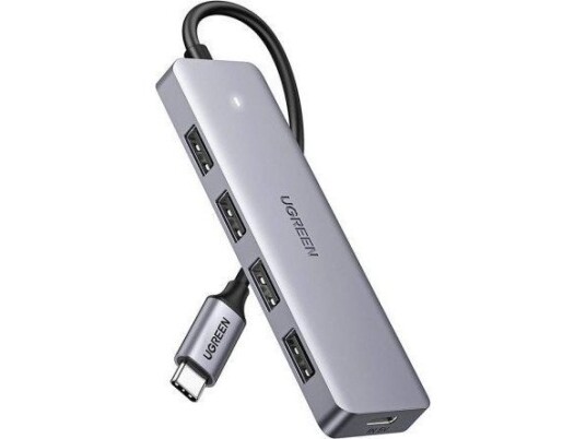 Ugreen USB Type-C Hub med 4x USB 3.2 Gen 1 og Strømport - Grå