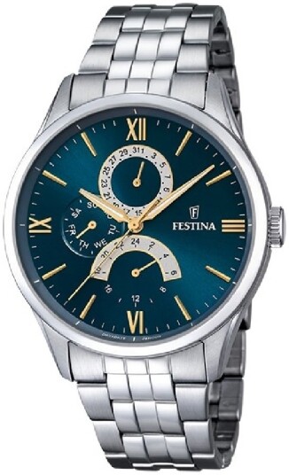 Festina Herreklokke F16822 A Retro Blå/Stål Ø43 mm Festina Herreklokke F16822 A Retro Blå/Stål Ø43 mm