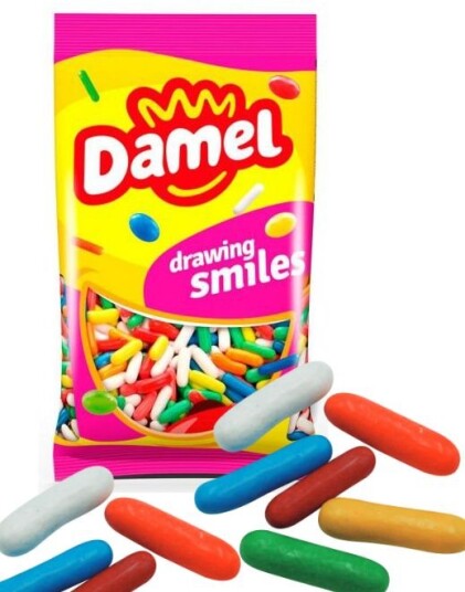1 kg Damel Liquorice Comfits/Torpedoes   Fargerik Lakris med Hardt Skall