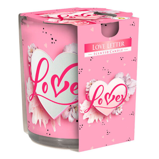 Duftlys Glass LOVE Aura Fragrances stearinlys