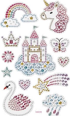 Diverse Diamantklistremerker enhjørningsunivers ark 10x16 cm 1 ark