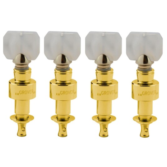 Grover 120g Geared Banjo Pegs W/square Pearloid Button - 4 Pcs,Gull