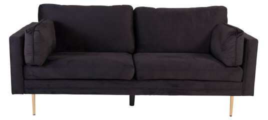 Boom sofa 3 seter velour svart.