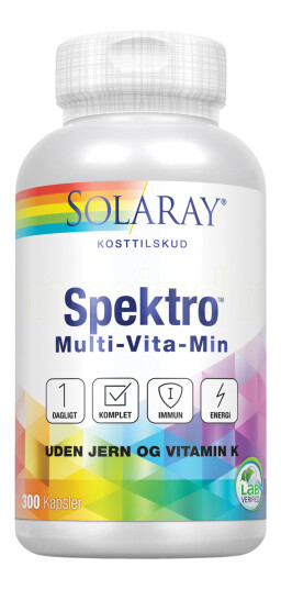 Solaray Spektro Multi-Vita-Min uten jern og vit. K2 300 Kapslar Solaray Spektro Multi-Vita-Min uten jern og vit. K2 300 Kapslar