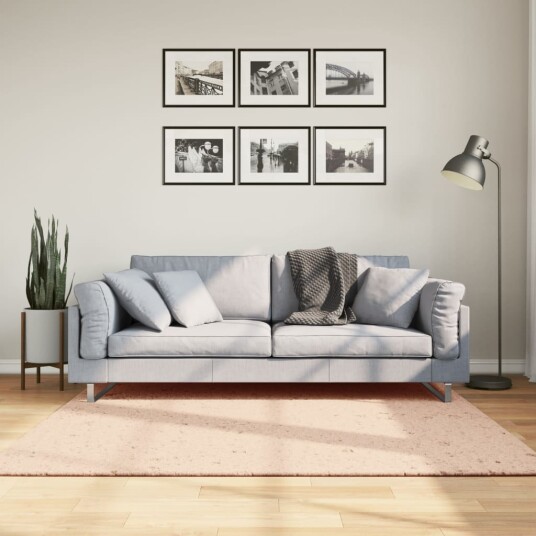 Teppe HUARTE kort luv mykt og vaskbart blush 160x160 cm