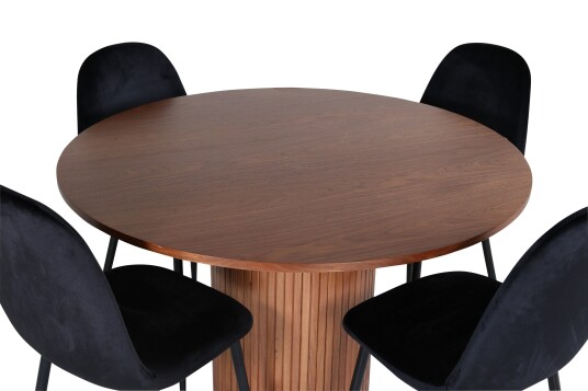 Venture Home Bianca Spisegruppe 110 cm Rund med 4 Polar Stoler Sort