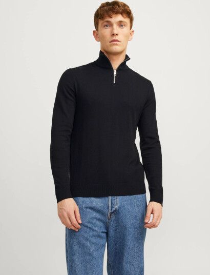 Jack & Jones Jjeemil Knit Half Zip Noos - Black - M Jack & Jones Jjeemil Knit Half Zip Noos - Black - M