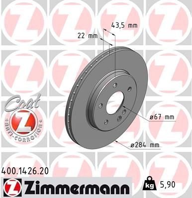 Bremseskive ZIMMERMANN 400.1426.20 Bremseskive ZIMMERMANN 400.1426.20