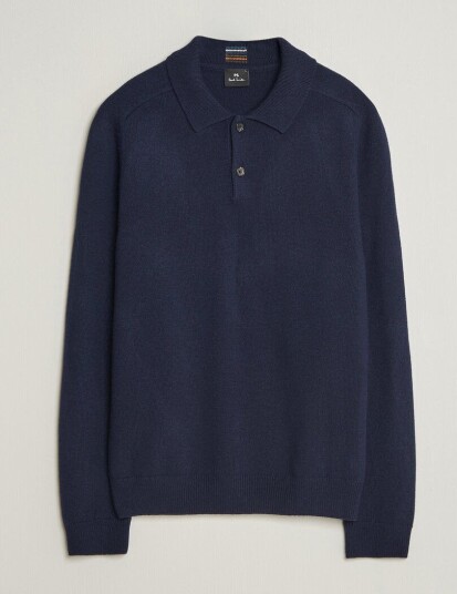 PS Paul Smith Wool Knitted Polo Navy