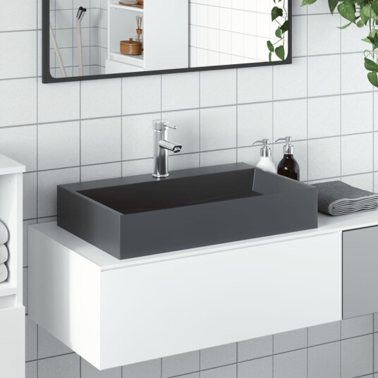 Servant 60x38x11 cm mineralstøpt/marmorstøpt antrasitt