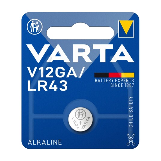 Varta V12GA LR43 Alkalisk Knappcellebatteri 1,5V 120mAh Sølv