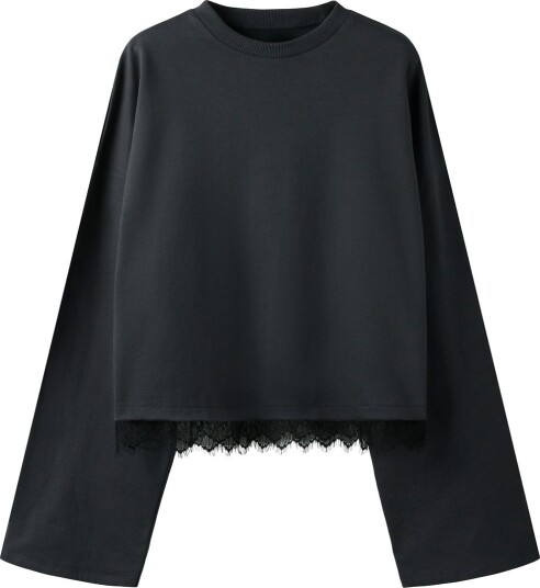LMTD Nlfbella Ls Lace Top Black 134 140 LMTD Nlfbella Ls Lace Top Black 134 140