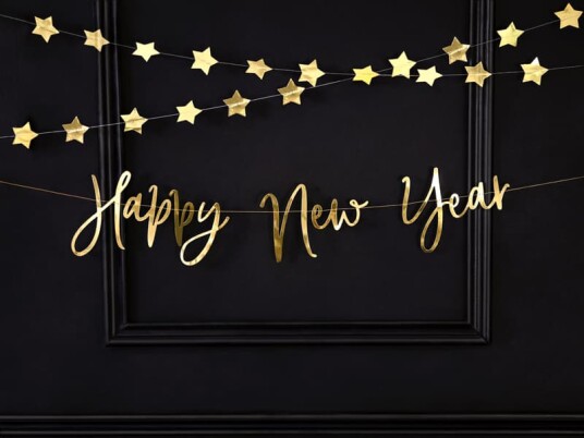 PartyDeco Girlander Happy New Year Gull Metallic