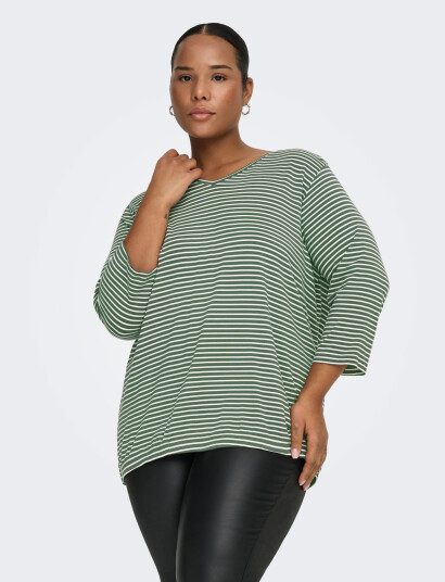 ONLY Carmakoma Carlina 3/4 Sleeve V Neck Blouse Jrs Green 50 52