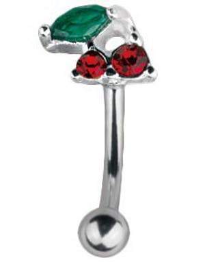 Cherry 1.2 x 8 mm Sølvfarget Øyenbrynspiercing Cherry 1.2 x 8 mm Sølvfarget Øyenbrynspiercing