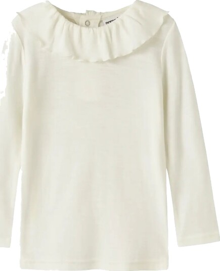 Name It Nmfwang Wool Rib Ls Top W/Collar White 92