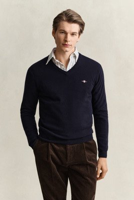 Gant Superfine Lambswool V Neck   Navy   S