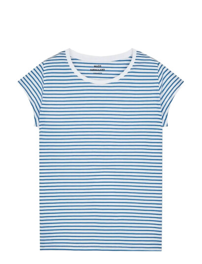 Mads Nørgaard Fine Jersey Stripe Teasy Tee Fav   Blue   XS