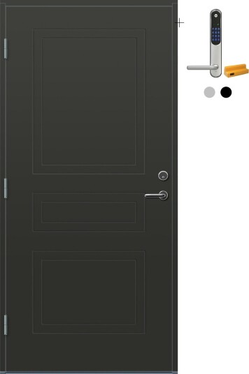 Ytterdør Bygg1 Arna med Yale Entrus BxH: 100x210 cm - Høyre, RAL 7016, Antrasitt, Yale Sølv