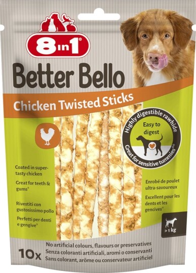8In1 Better Bello Twisted Sticks Sparepakke 2 X 10 Stk Chicken 120 G