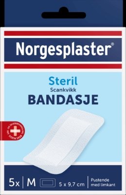 Norgesplaster Steril Scankvikk Bandasje hvit M 5x9,7cm pute 2,8cm x 6,8cm