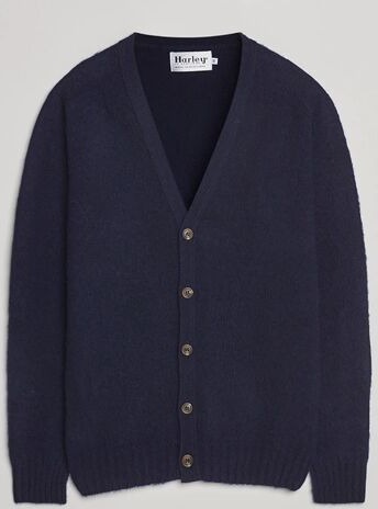 Harley Of Scotland Brushed Supersoft Lambswool Cardigan Navy Harley Of Scotland Brushed Supersoft Lambswool Cardigan Navy