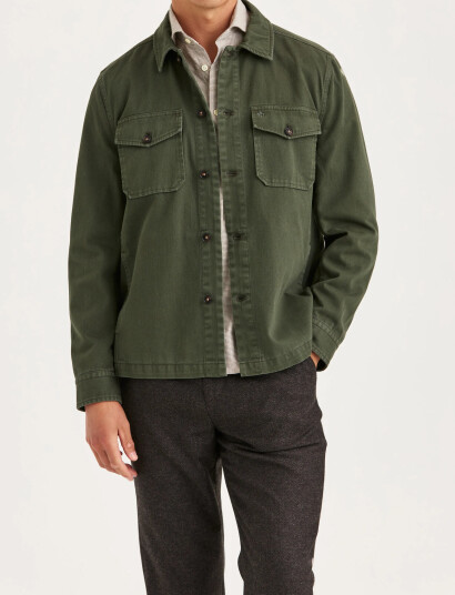 Morris Alain Twill Shirt Jacket   Khaki green   S
