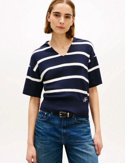 Tommy Hilfiger Mini Stp Co Open Polo Ss Swt Navy S