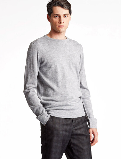 Lindbergh Merino Knit O-Neck - Grey - S