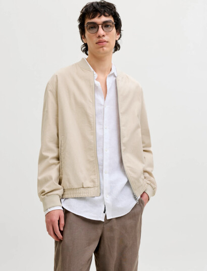 Jack & Jones Jprblaleister Linen Blend Bomber Jkt Ln Cream XXL