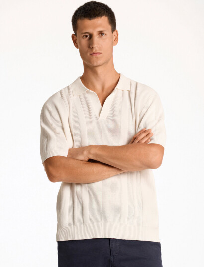 Lindbergh Knitted S/S Polo - White - L