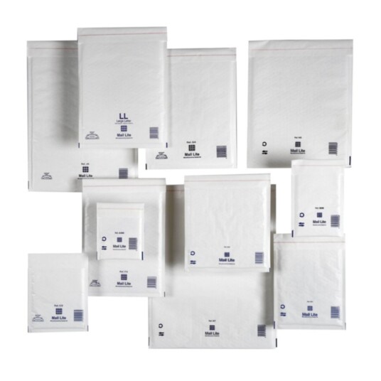 Boblekonvolutt Mail Lite Tuff 350x470 mm hvit, 50 stk. Boblekonvolutt Mail Lite Tuff 350x470 mm hvit, 50 stk.