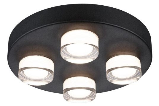 Kame taklampe for baderom 4 x 4,2W 3000 Kelvin IP44 - Svart Kame taklampe for baderom 4 x 4,2W 3000 Kelvin IP44 - Svart