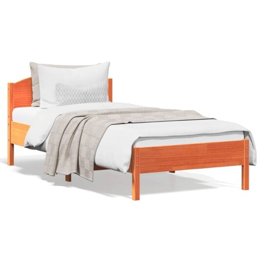 Sengeramme med hodegavl voksbrun 90x200 cm heltre furu 8721012428058