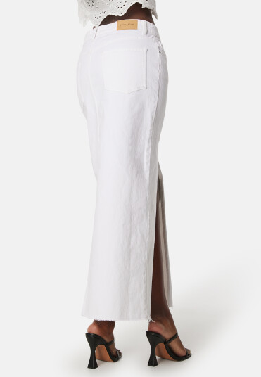 BUBBLEROOM Denim Slit Midi Skirt Offwhite 40