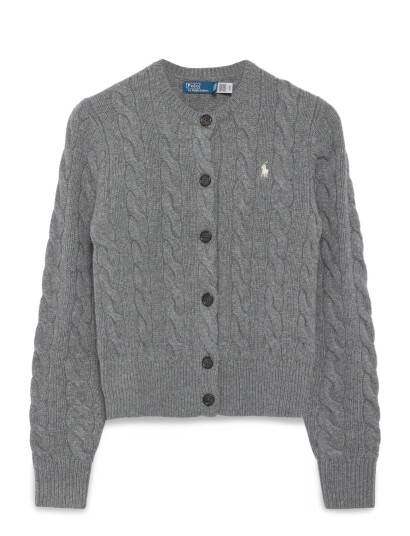 Polo Ralph Lauren Cable Knit Wool Cashmere Cardigan Grey XS