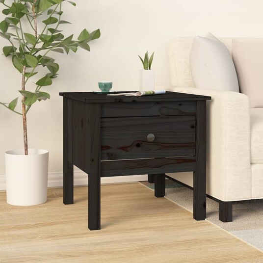 vidaXL Sidebord svart 50x50x49 cm heltre furu