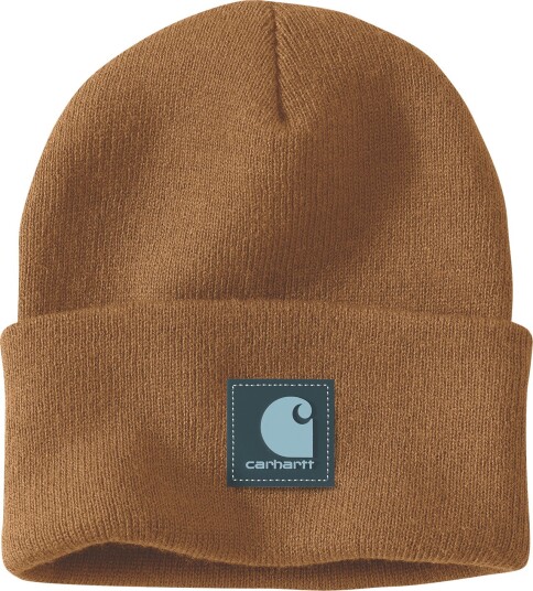 Carhartt Rubber Patch Watch Cap Beanie Carhartt Brown/Dark Harbor Teal One Size