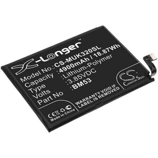 Xiaomi Redmi K30s batteri (4900 mAh 3.85 V, Sort)