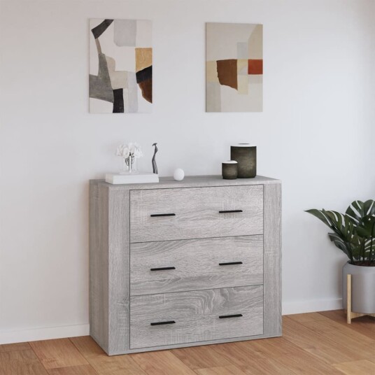 vidaXL Skjenk grå sonoma 80x33x70 cm konstruert tre vidaXL Skjenk grå sonoma 80x33x70 cm konstruert tre